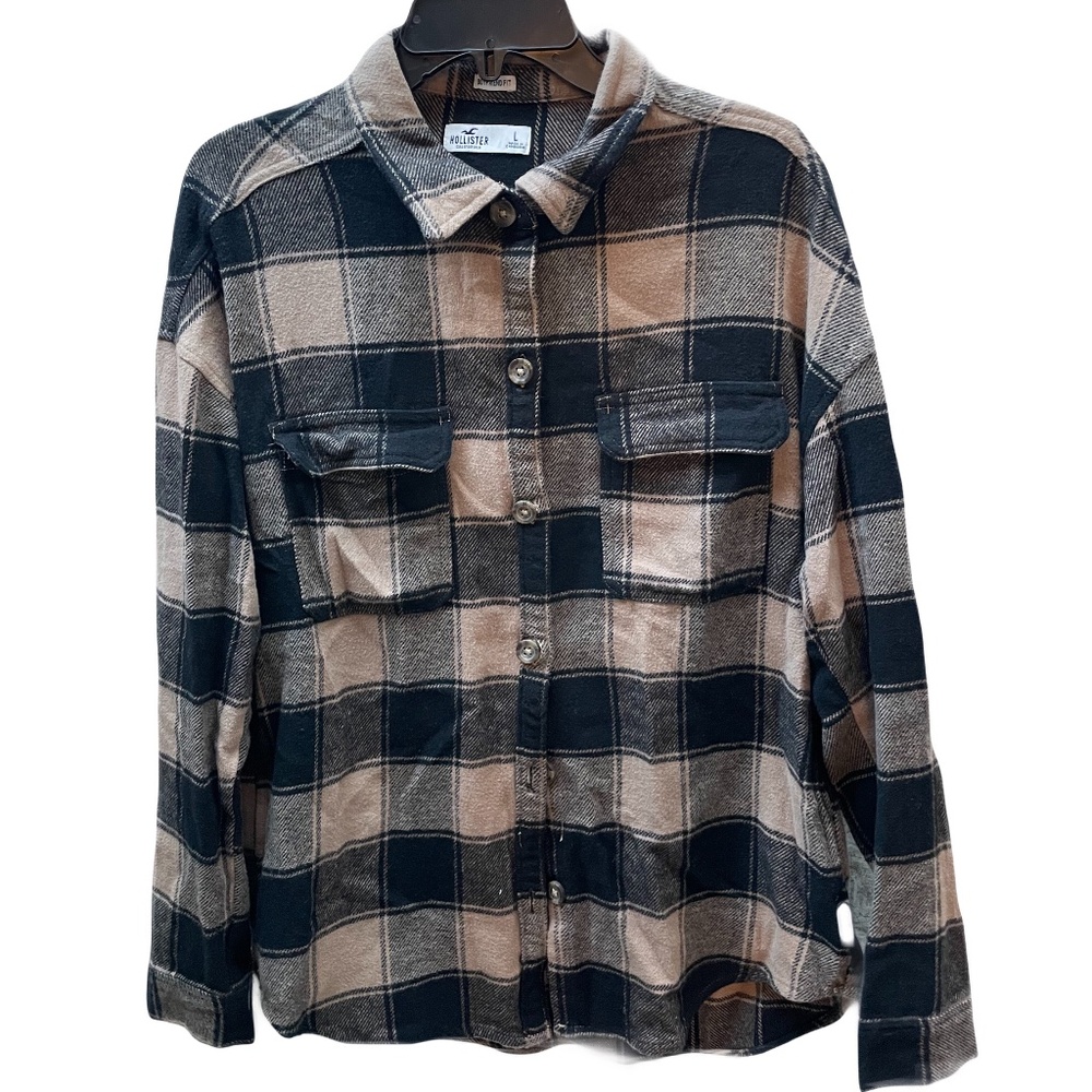 ❤️ HOLLISTER PLAID FLANNEL BOYFRIEND BUTTON DOWN SHIRT SIZE LARGE